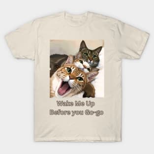 Wake me up before you Go-go (3 cats sleeping together) T-Shirt